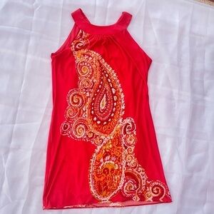 JUST Taylor orange paisley design sleeveless dress size 4